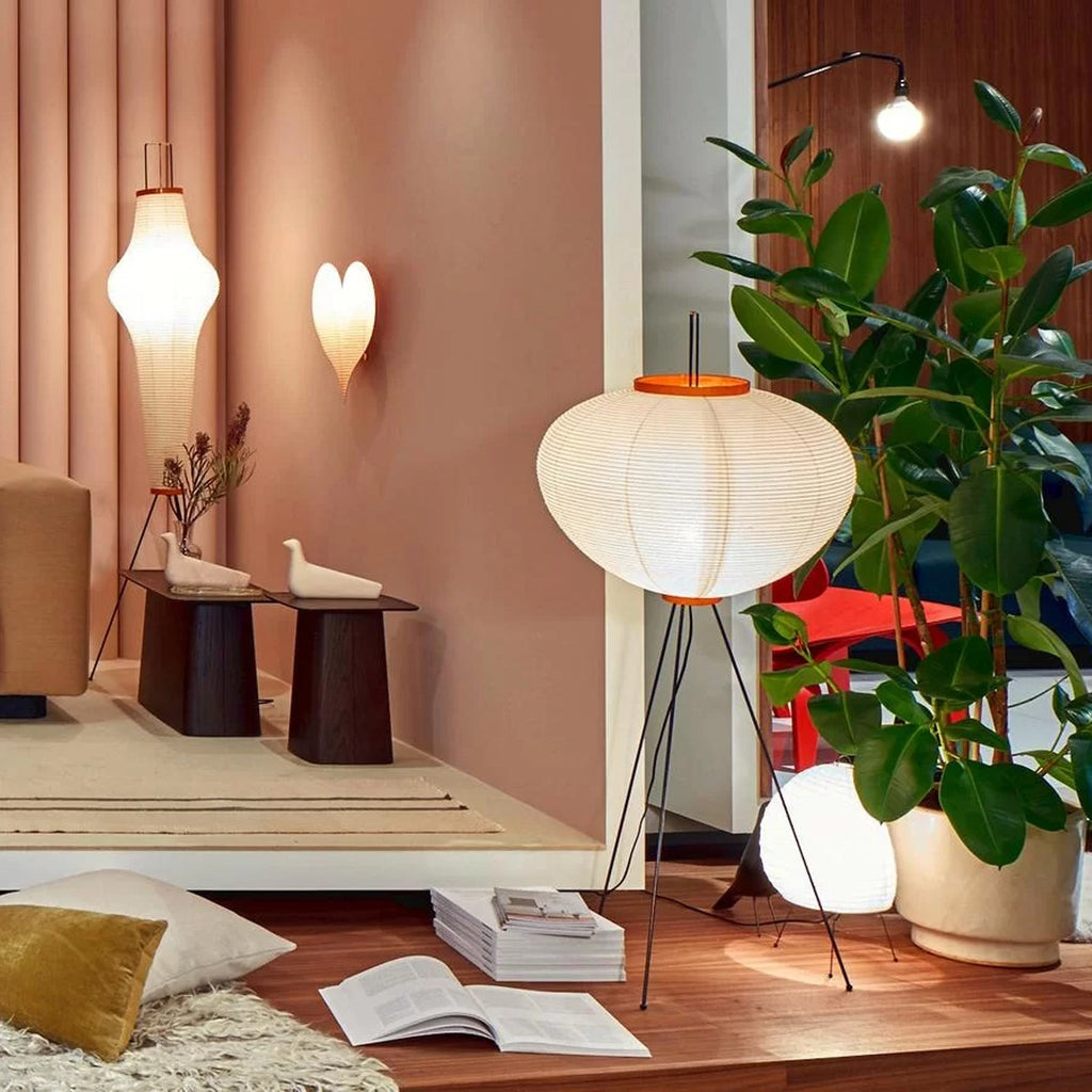 Traditionel gulvlampe i rispapir