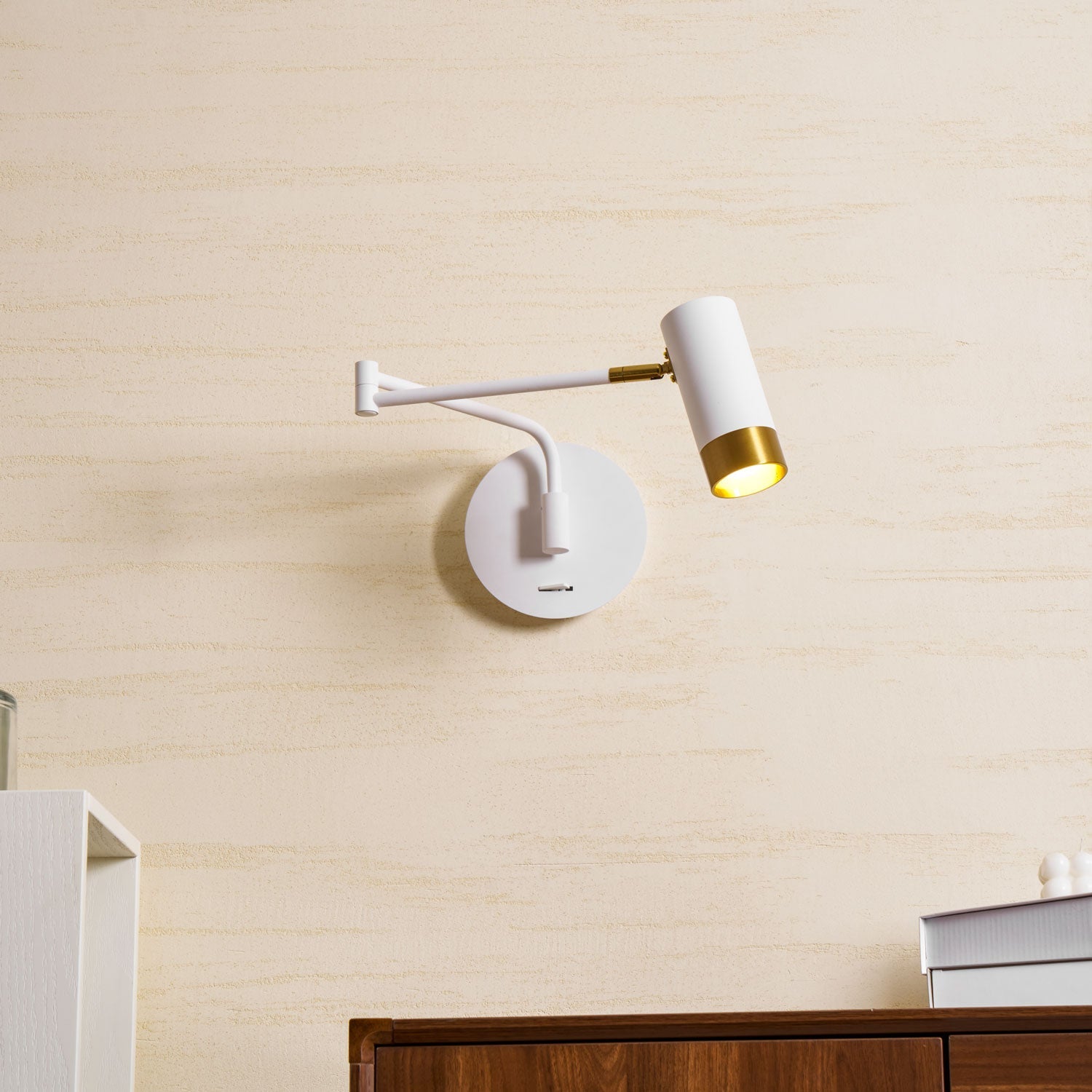 Ridge Arm Wall Lamp — Adjustable Swing Arm, Pivoting Shade