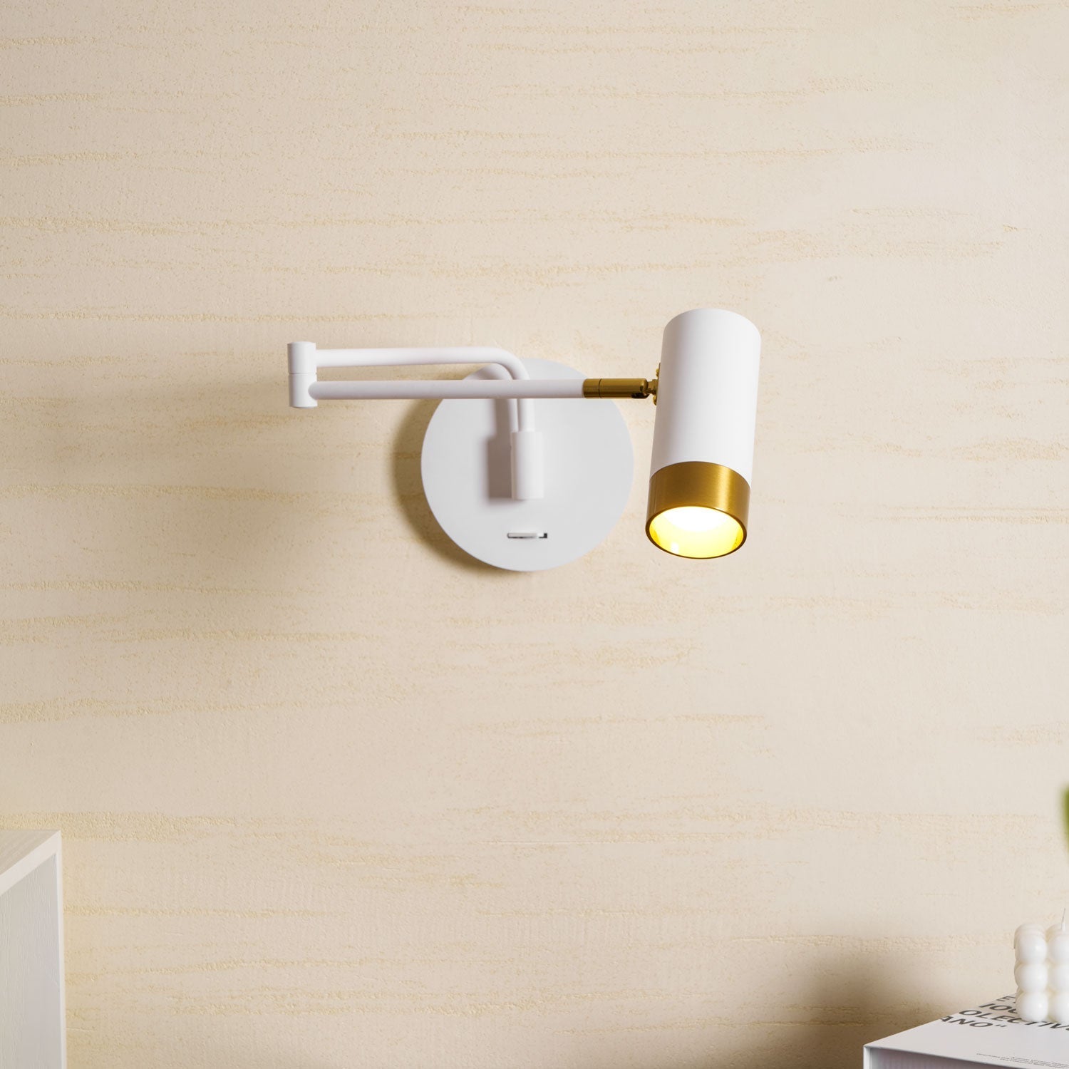 Ridge Arm Wall Lamp — Adjustable Swing Arm, Pivoting Shade