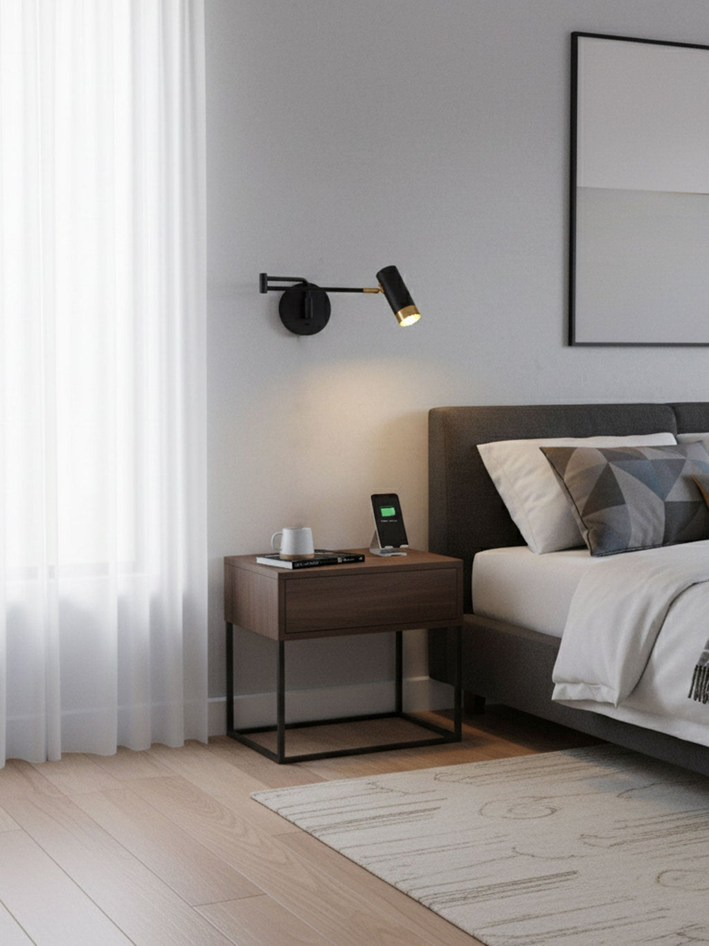 Ridge Arm Wall Lamp — Adjustable Swing Arm, Pivoting Shade