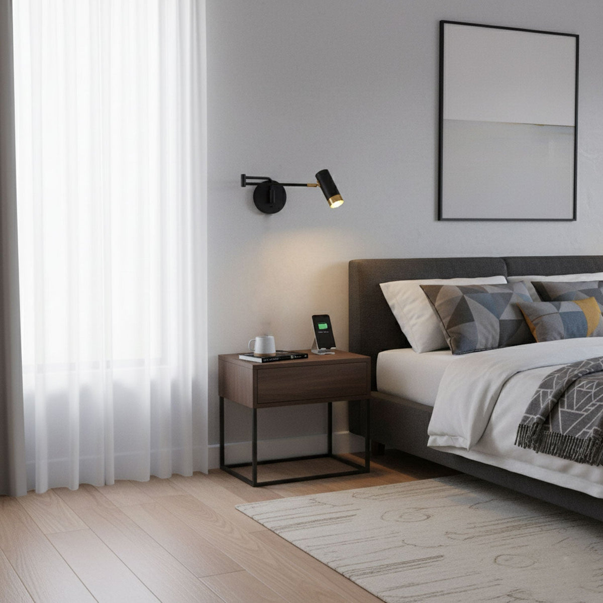 Ridge Arm Wall Lamp — Adjustable Swing Arm, Pivoting Shade