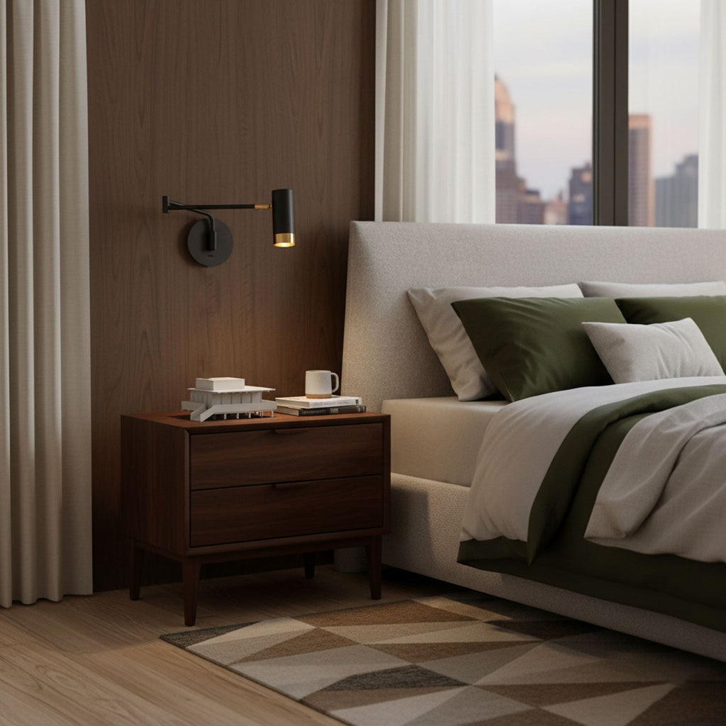 Ridge Arm Wall Lamp — Adjustable Swing Arm, Pivoting Shade