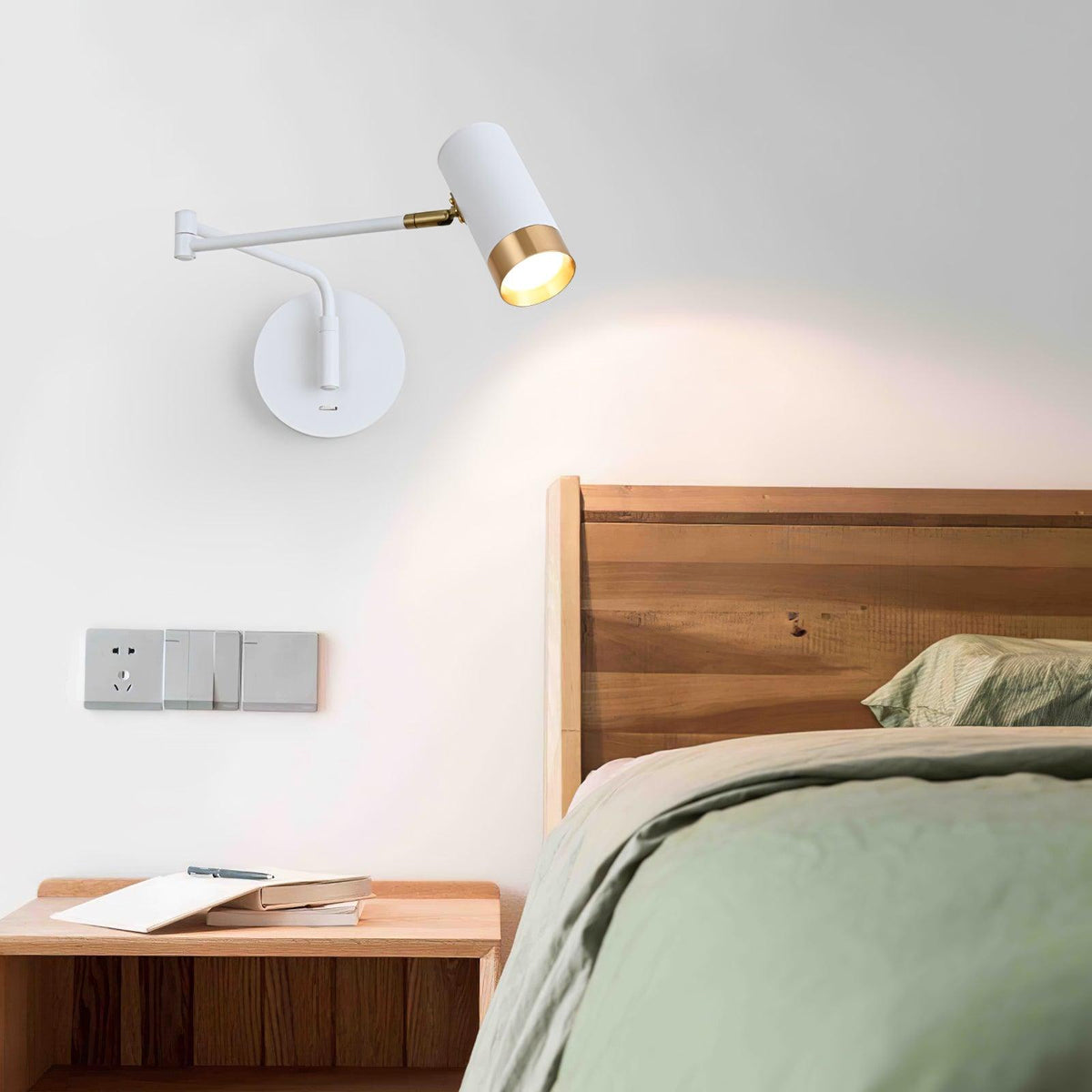 Ridge Arm Wall Lamp — Adjustable Swing Arm, Pivoting Shade