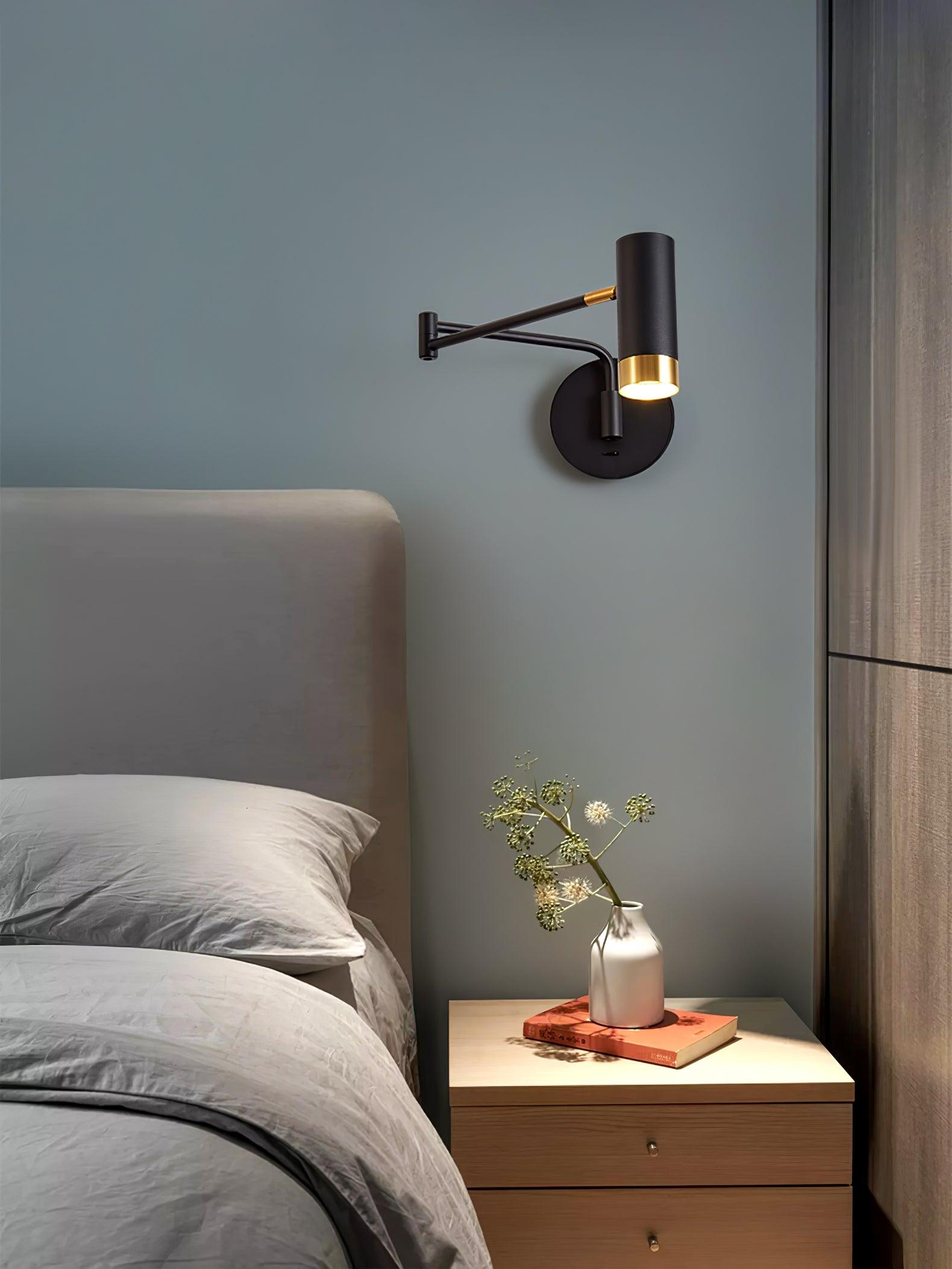 Ridge Arm Wall Lamp — Adjustable Swing Arm, Pivoting Shade