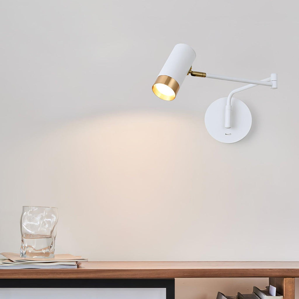 Ridge Arm Wall Lamp — Adjustable Swing Arm, Pivoting Shade