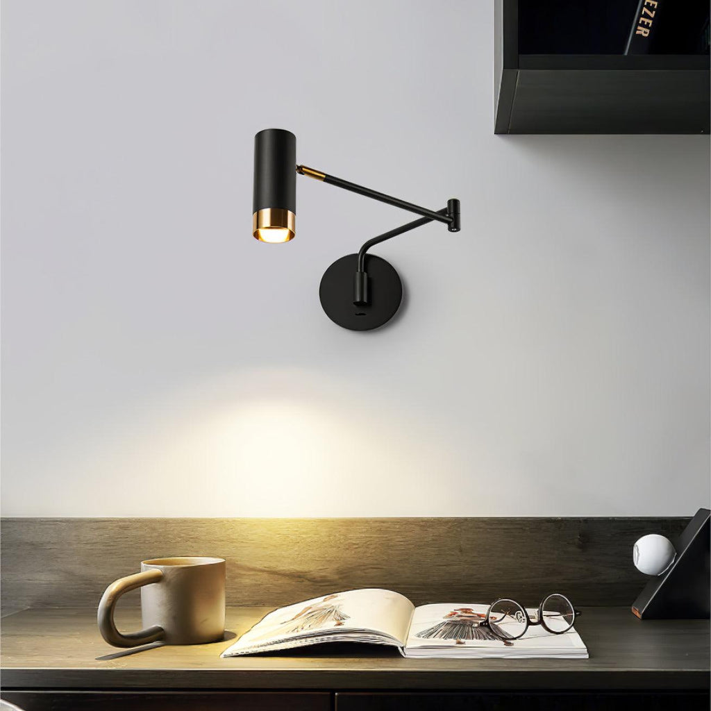 Ridge Arm Wall Lamp — Adjustable Swing Arm, Pivoting Shade