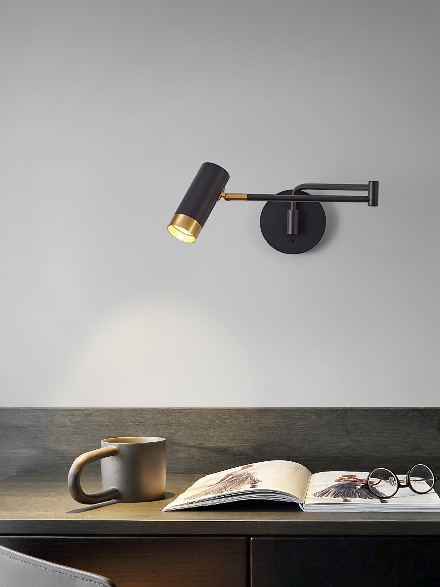 Ridge Arm Wall Lamp — Adjustable Swing Arm, Pivoting Shade