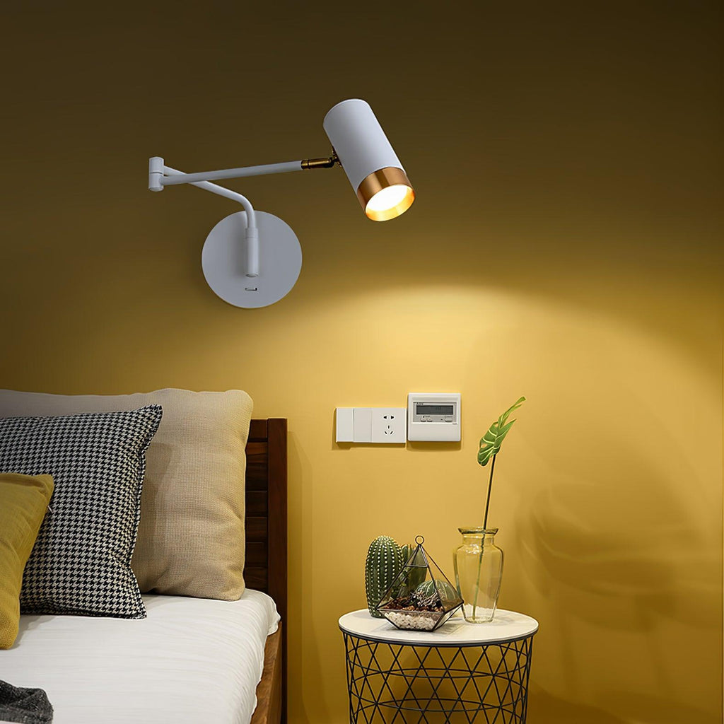 Ridge Arm Wall Lamp — Adjustable Swing Arm, Pivoting Shade