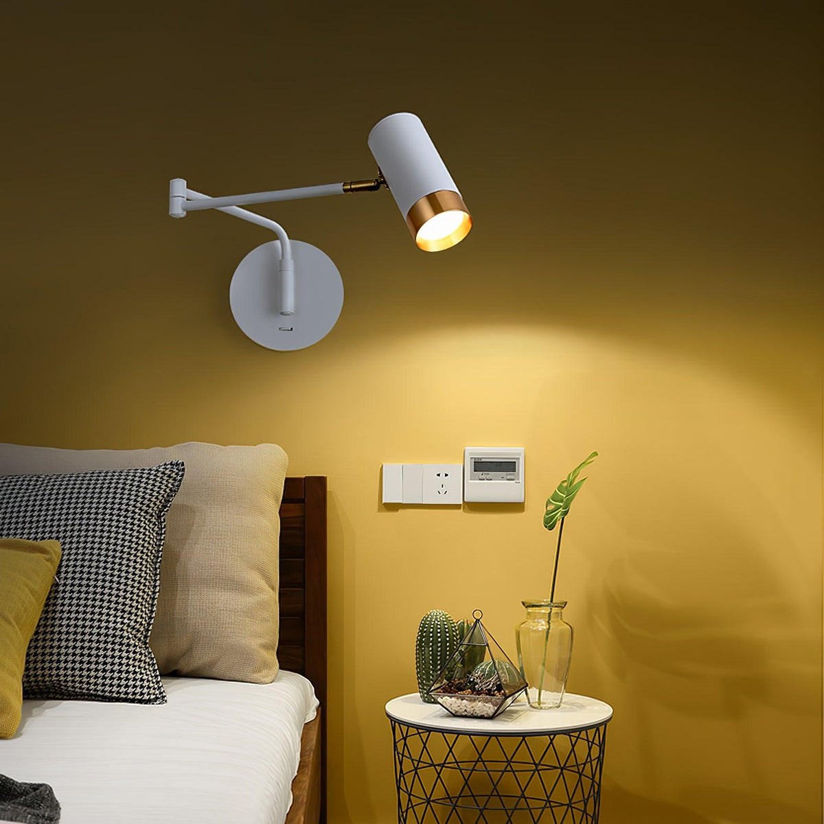 Ridge Arm Wall Lamp — Adjustable Swing Arm, Pivoting Shade