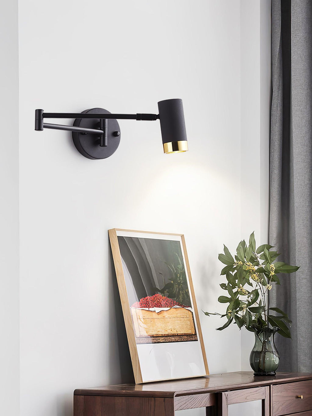 Ridge Arm Wall Lamp — Adjustable Swing Arm, Pivoting Shade