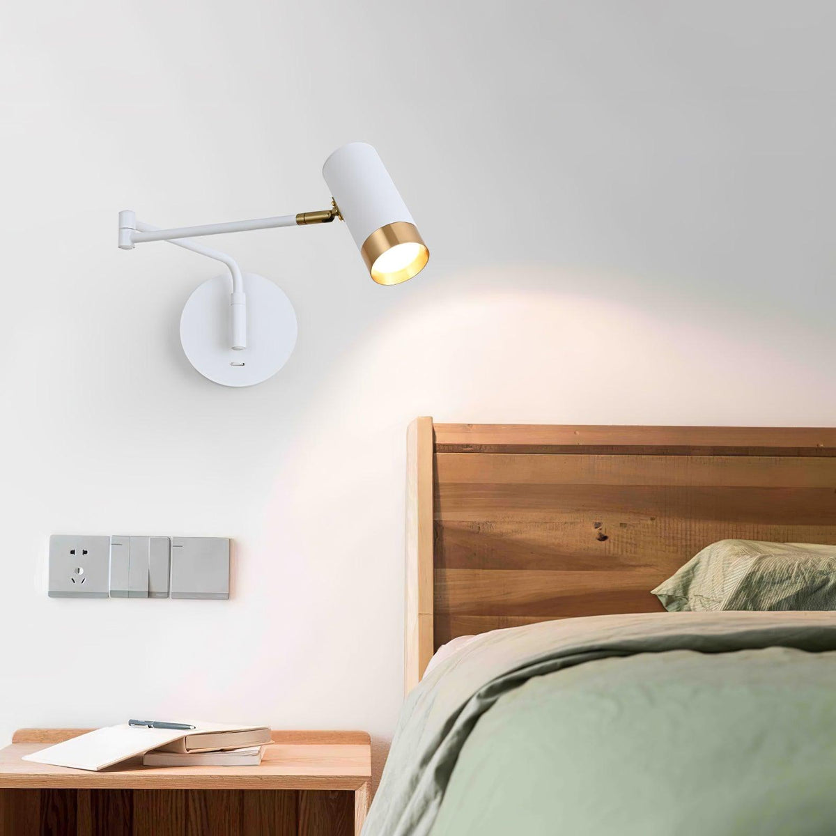 Ridge Arm Wall Lamp — Adjustable Swing Arm, Pivoting Shade