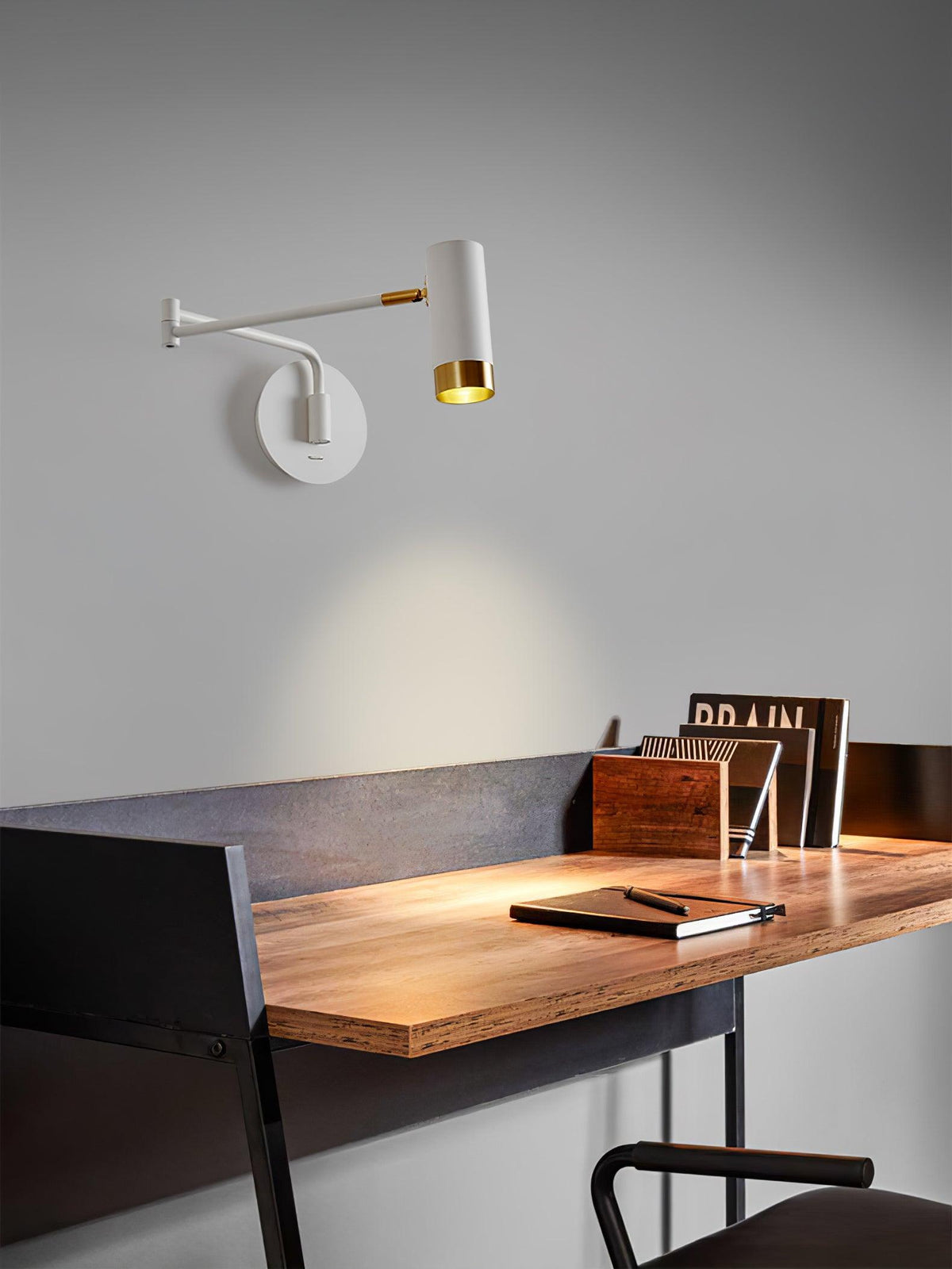 Ridge Arm Wall Lamp — Adjustable Swing Arm, Pivoting Shade
