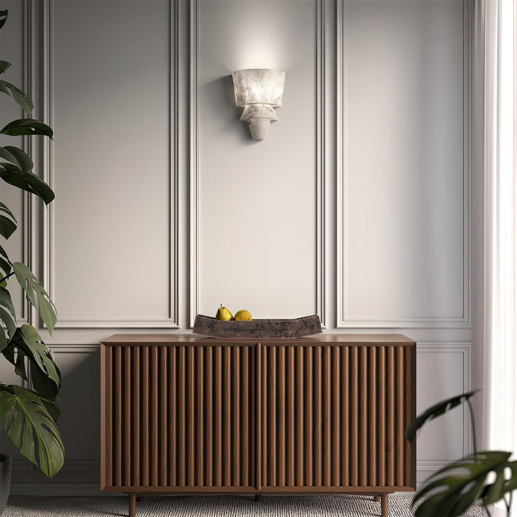 Elyon væglampe i hvid alabast — fast installation, G9-fatning, enkelt 10W-pære