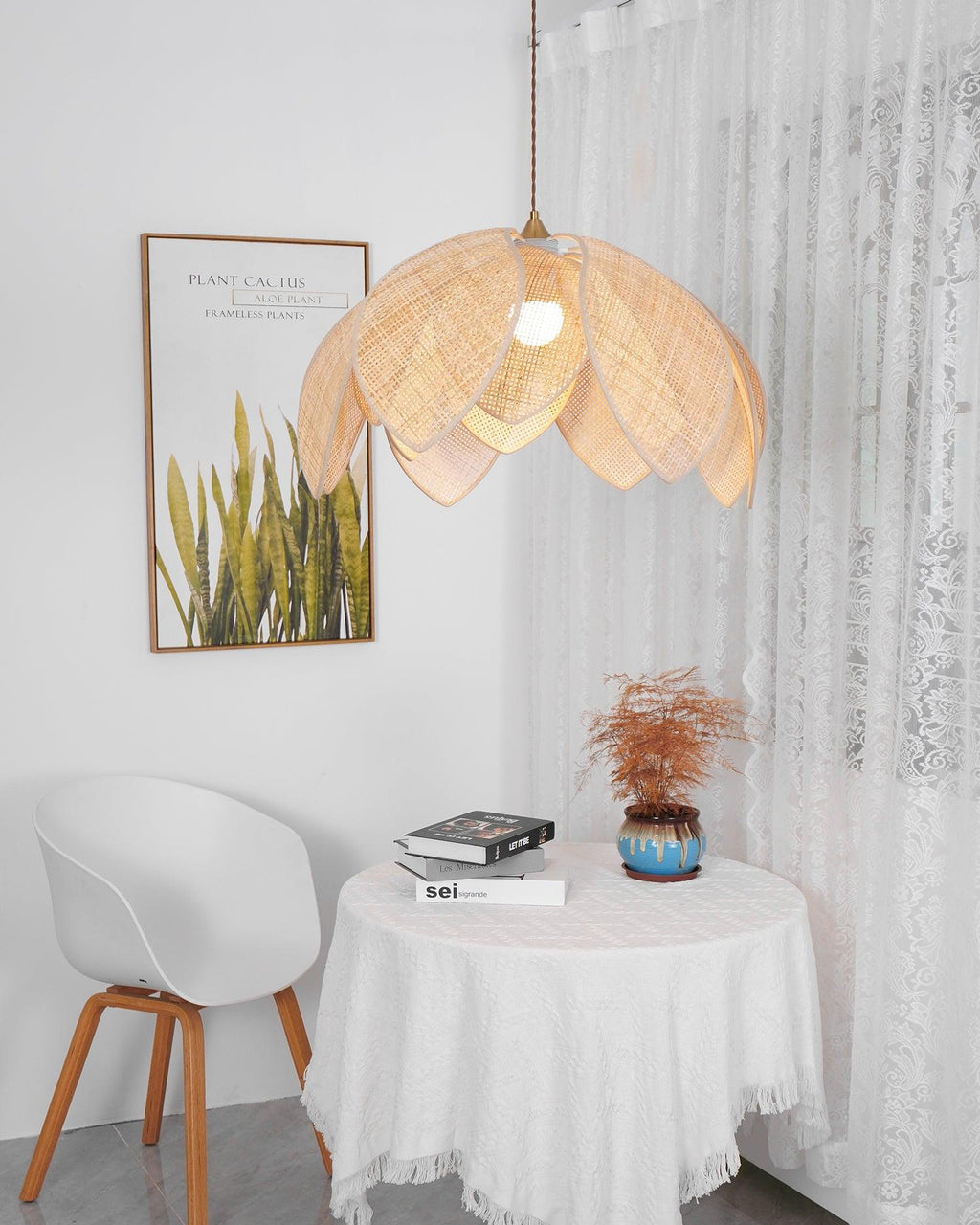 Fionel Rattan Sarkıt Lamba — 65cm Çap, Açık Kahverengi