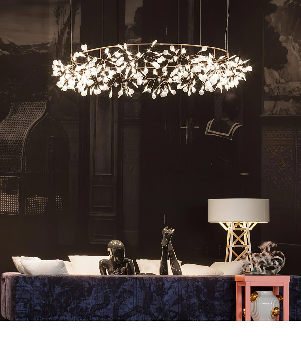 Rose Gold Firefly LED Chandelier — Repositionable Sculptural Branches