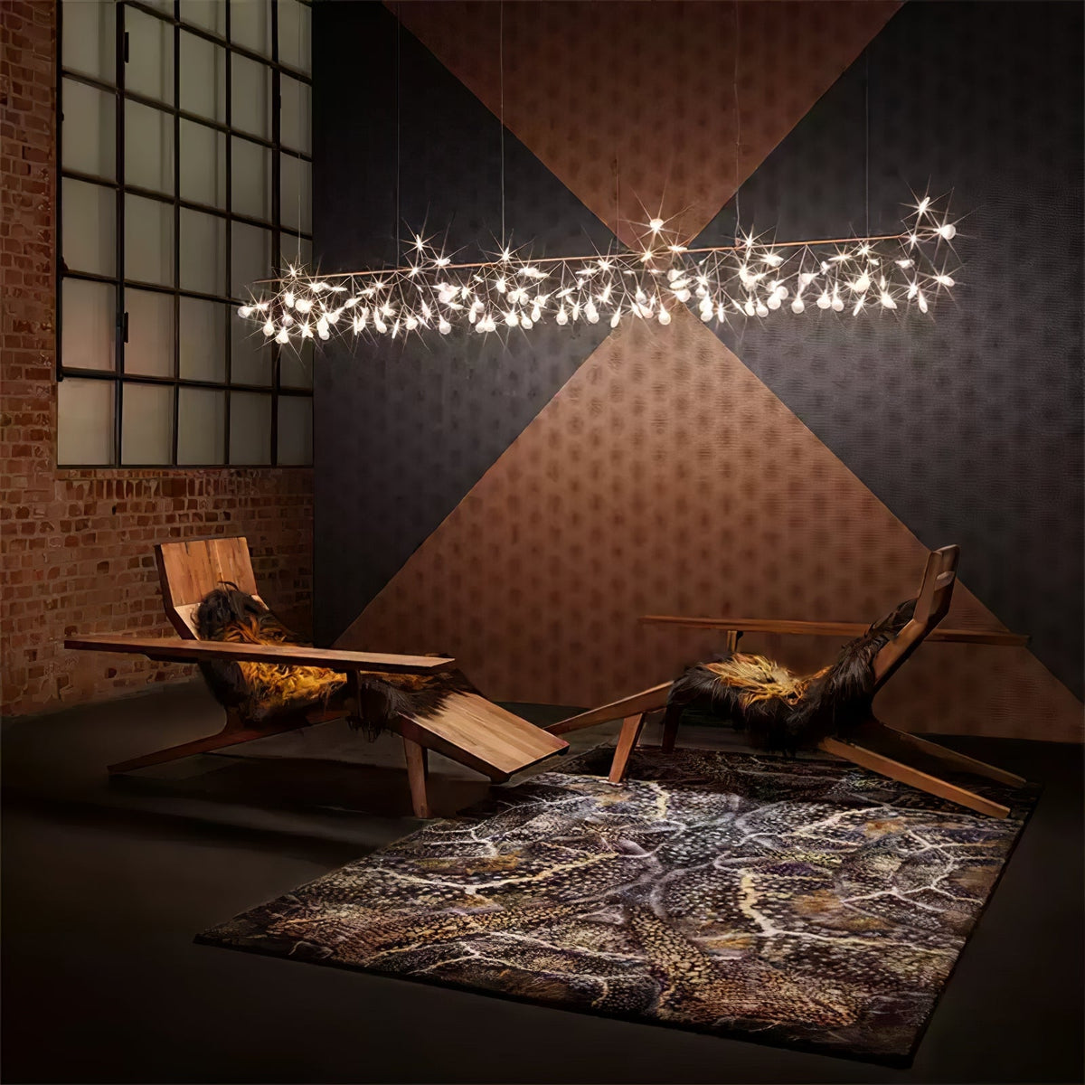 Rose Gold Firefly LED Chandelier — Repositionable Sculptural Branches