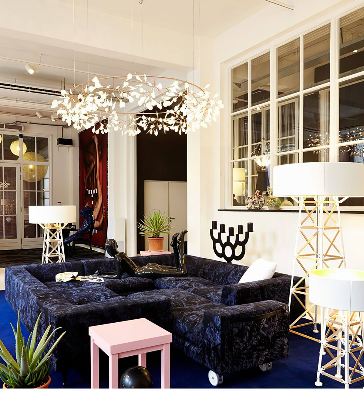 Rose Gold Firefly LED Chandelier — Repositionable Sculptural Branches