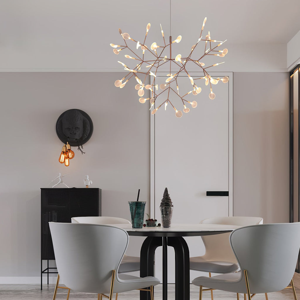 Rose Gold Firefly LED Chandelier — Repositionable Sculptural Branches