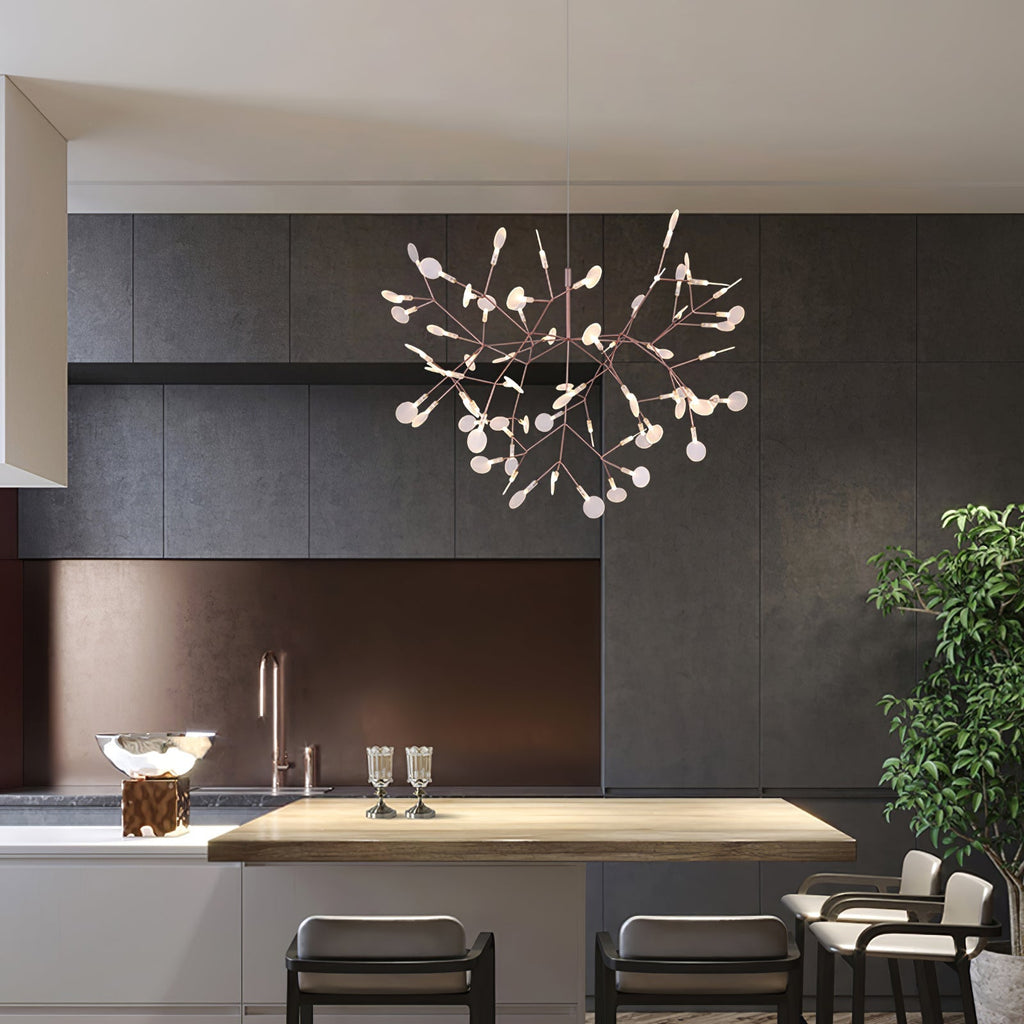 Rose Gold Firefly LED Chandelier — Repositionable Sculptural Branches