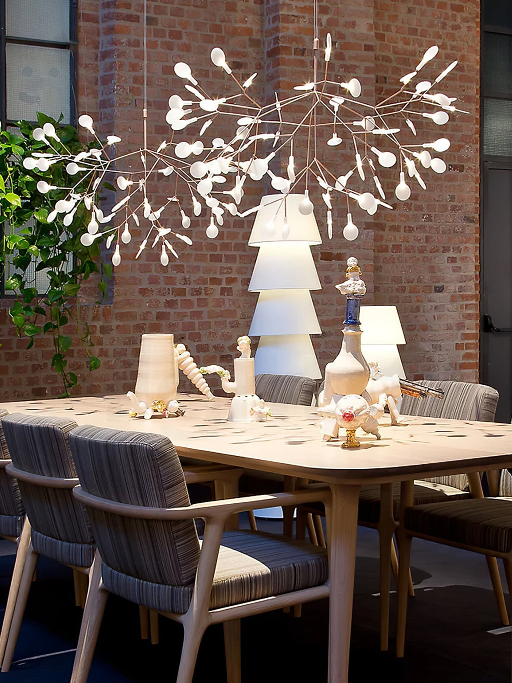 Rose Gold Firefly LED Chandelier — Repositionable Sculptural Branches