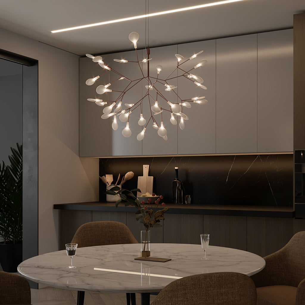 Rose Gold Firefly LED Chandelier — Repositionable Sculptural Branches