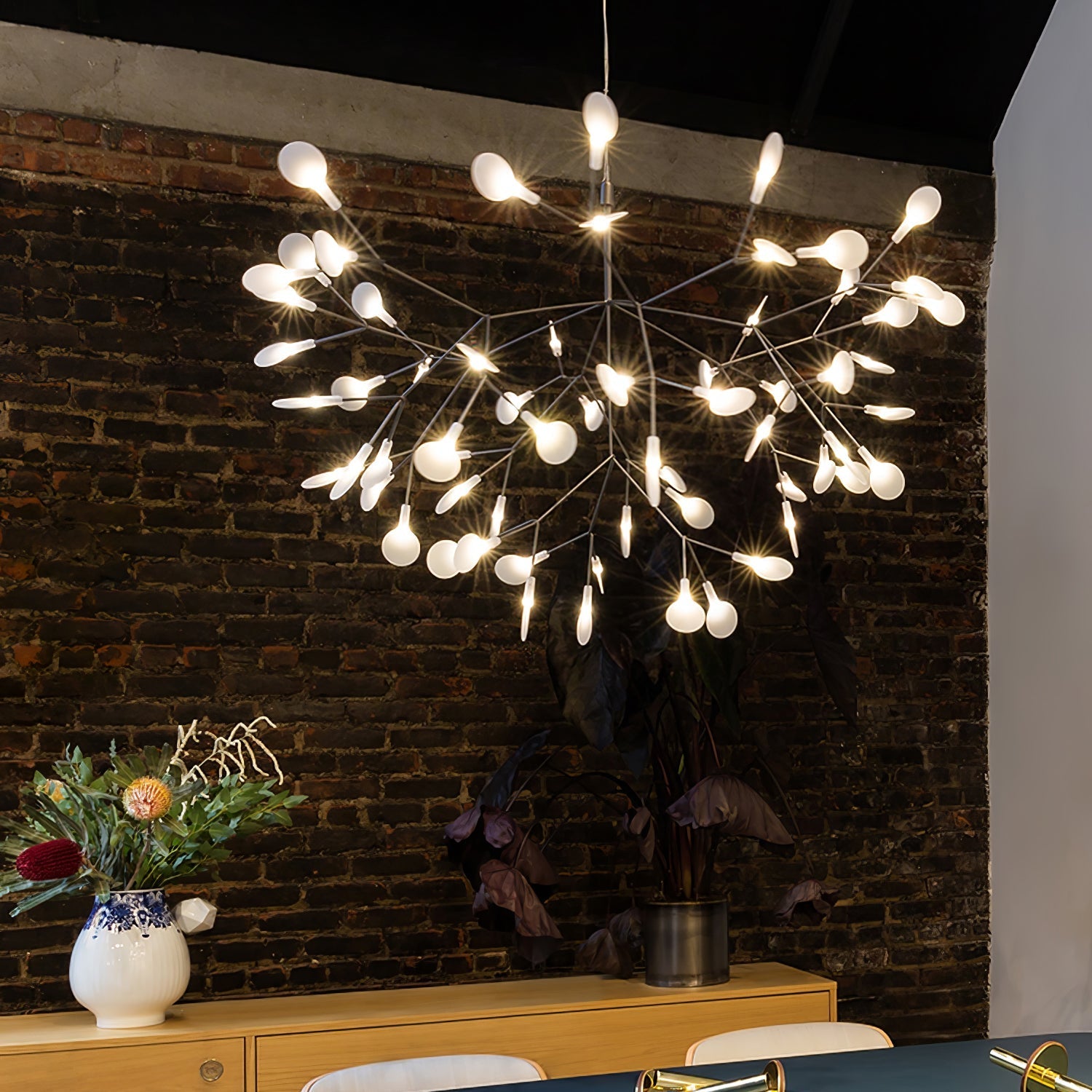Rose Gold Firefly LED Chandelier — Repositionable Sculptural Branches