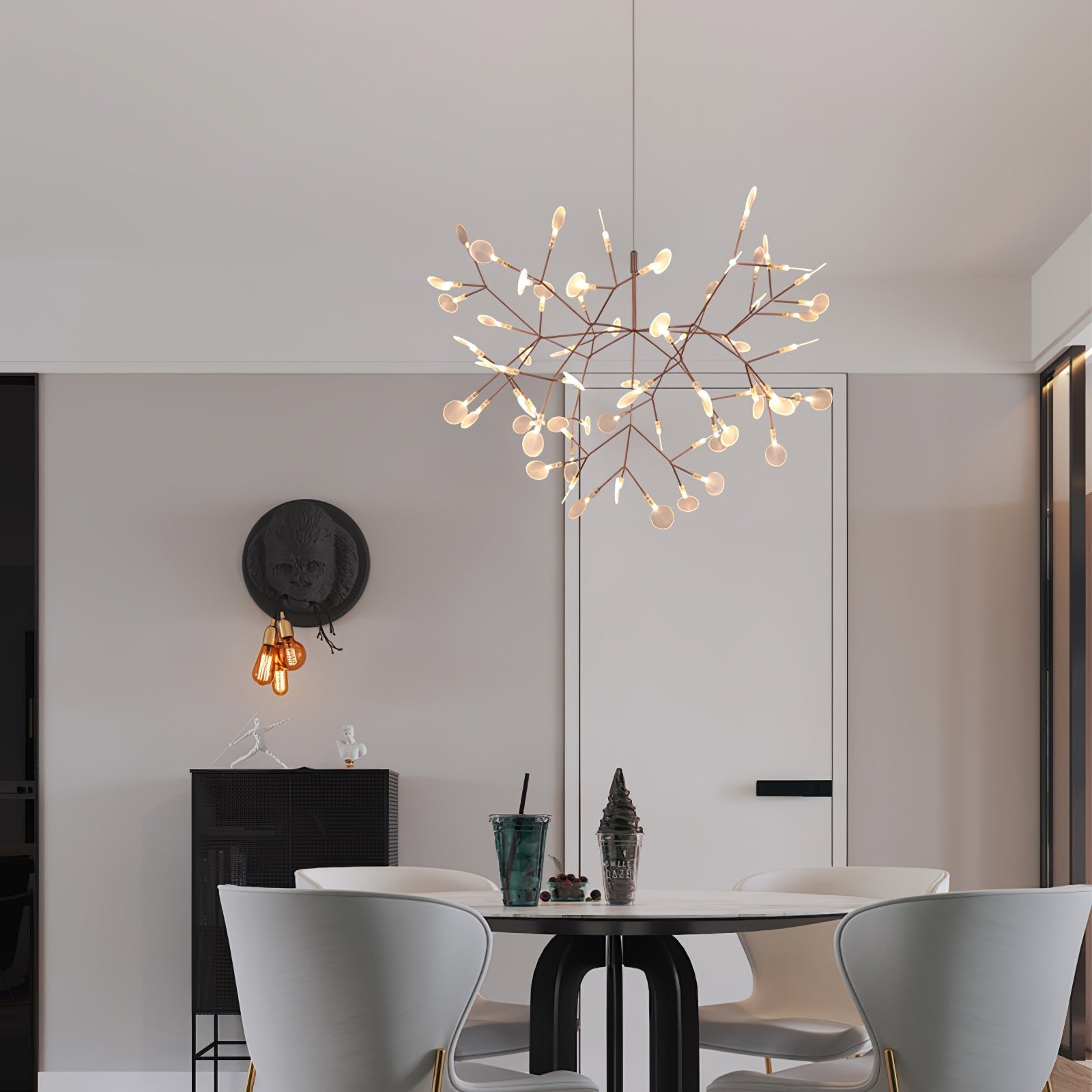 Rose Gold Firefly LED Chandelier — Repositionable Sculptural Branches