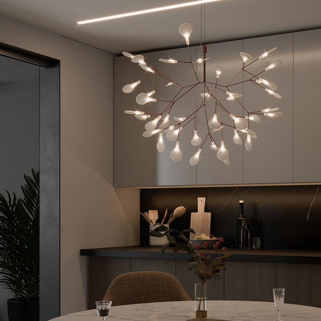 Rose Gold Firefly LED Chandelier — Repositionable Sculptural Branches