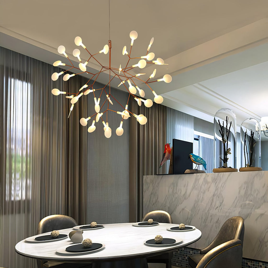 Rose Gold Firefly LED Chandelier — Repositionable Sculptural Branches