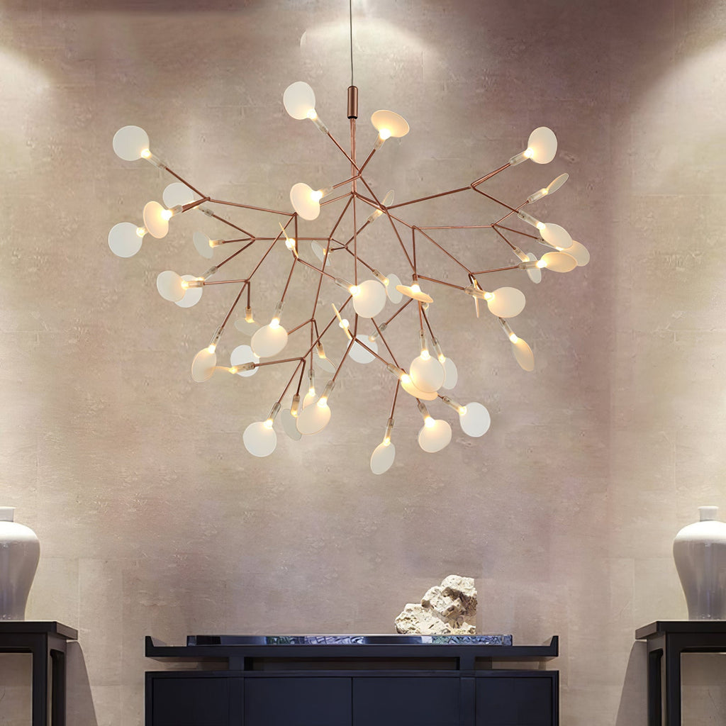 Rose Gold Firefly LED Chandelier — Repositionable Sculptural Branches