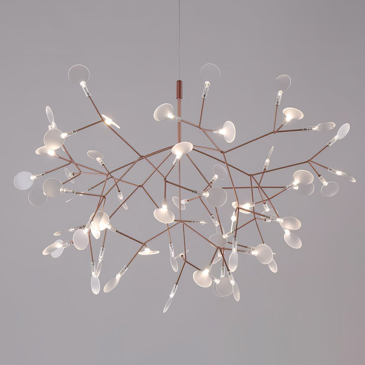 Rose Gold Firefly LED Chandelier — Repositionable Sculptural Branches