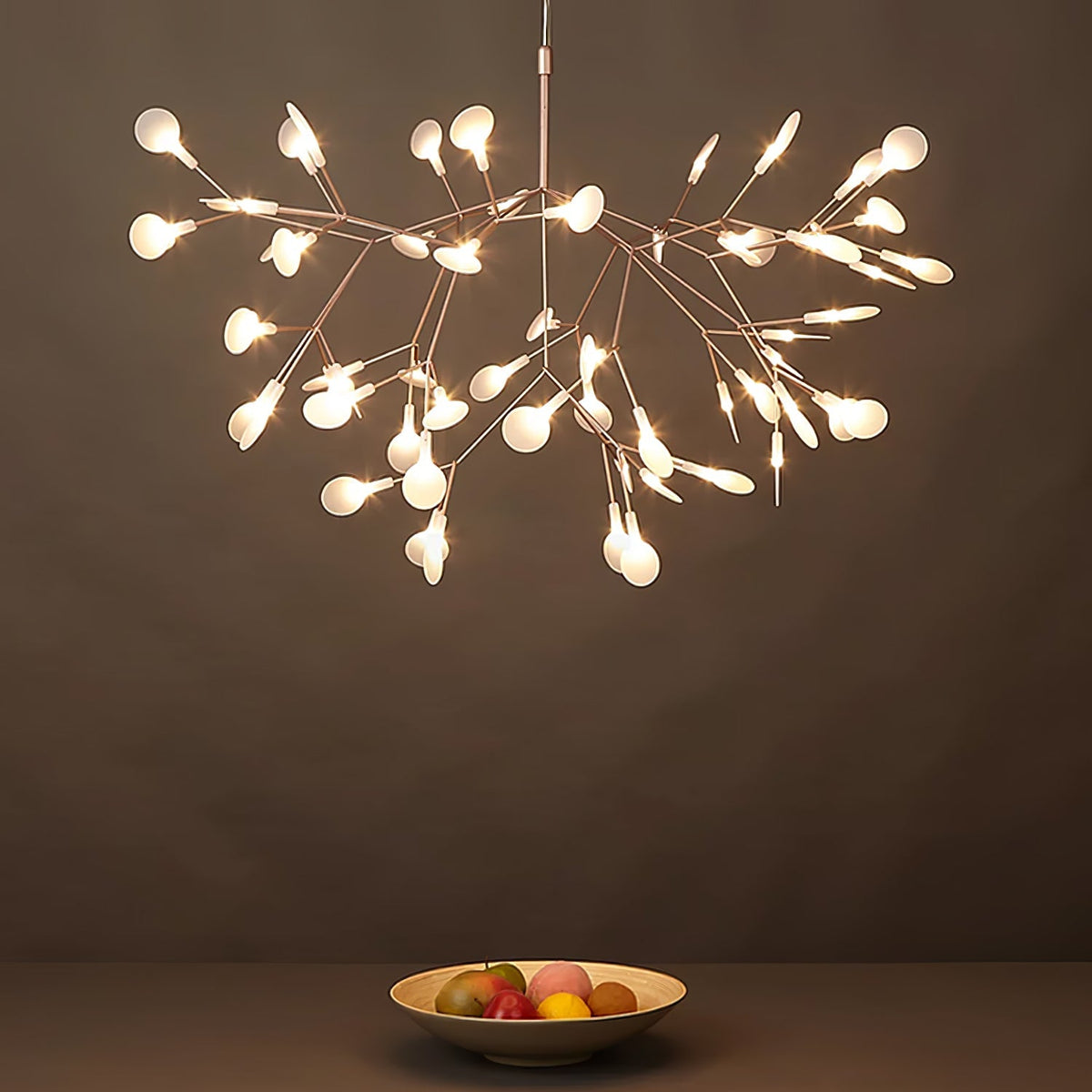 Rose Gold Firefly LED Chandelier — Repositionable Sculptural Branches