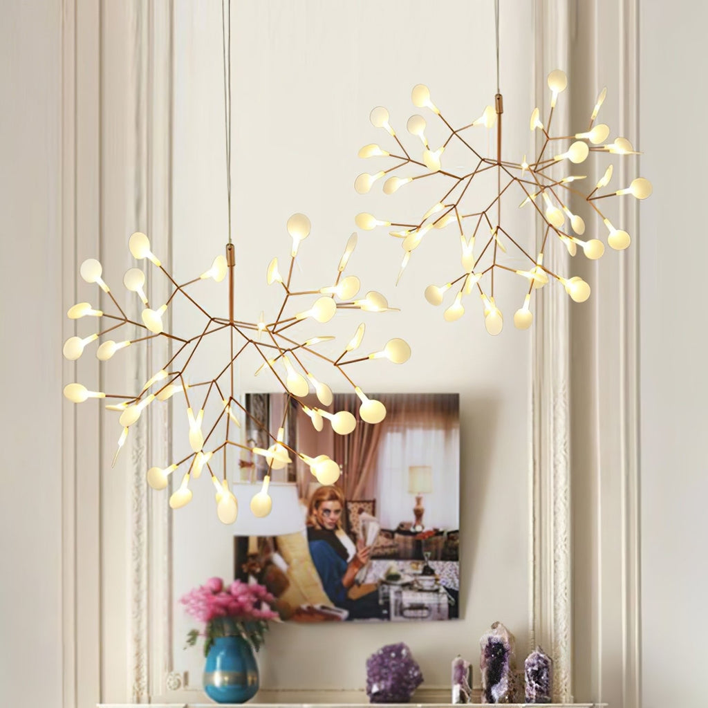 Rose Gold Firefly LED Chandelier — Repositionable Sculptural Branches