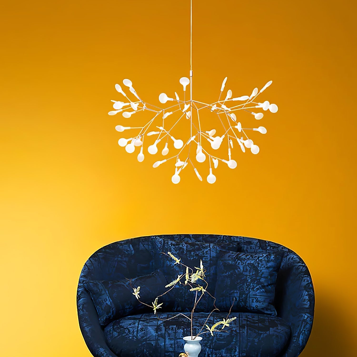 Rose Gold Firefly LED Chandelier — Repositionable Sculptural Branches
