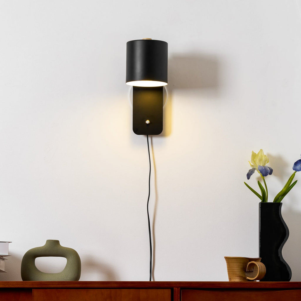 Plug In Cylinder Wall Light, Rotatable Shade