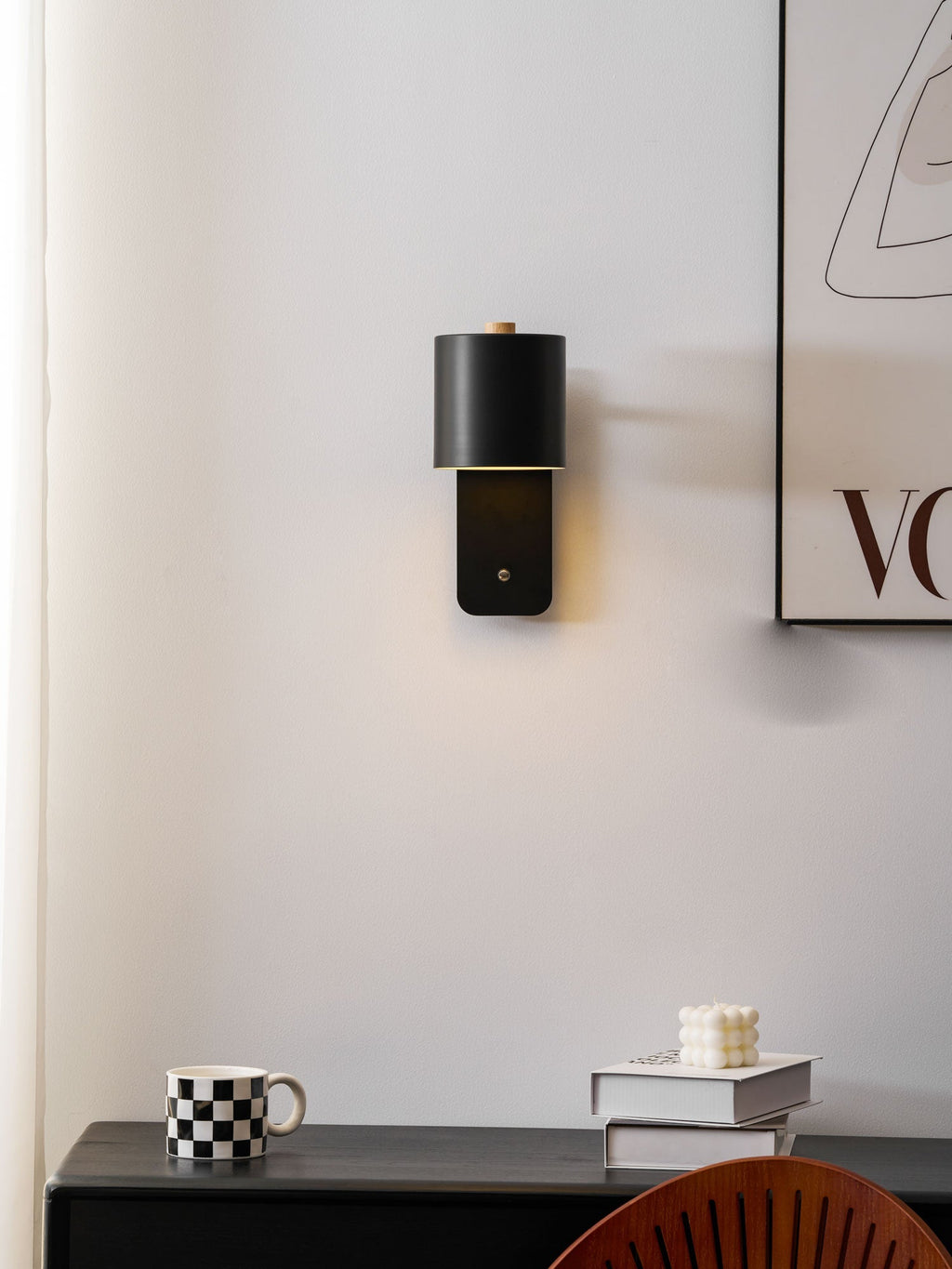 Drejelig cylindrisk væglampe — USB-C-genopladelig, 350° rotation, berøringsdæmpning