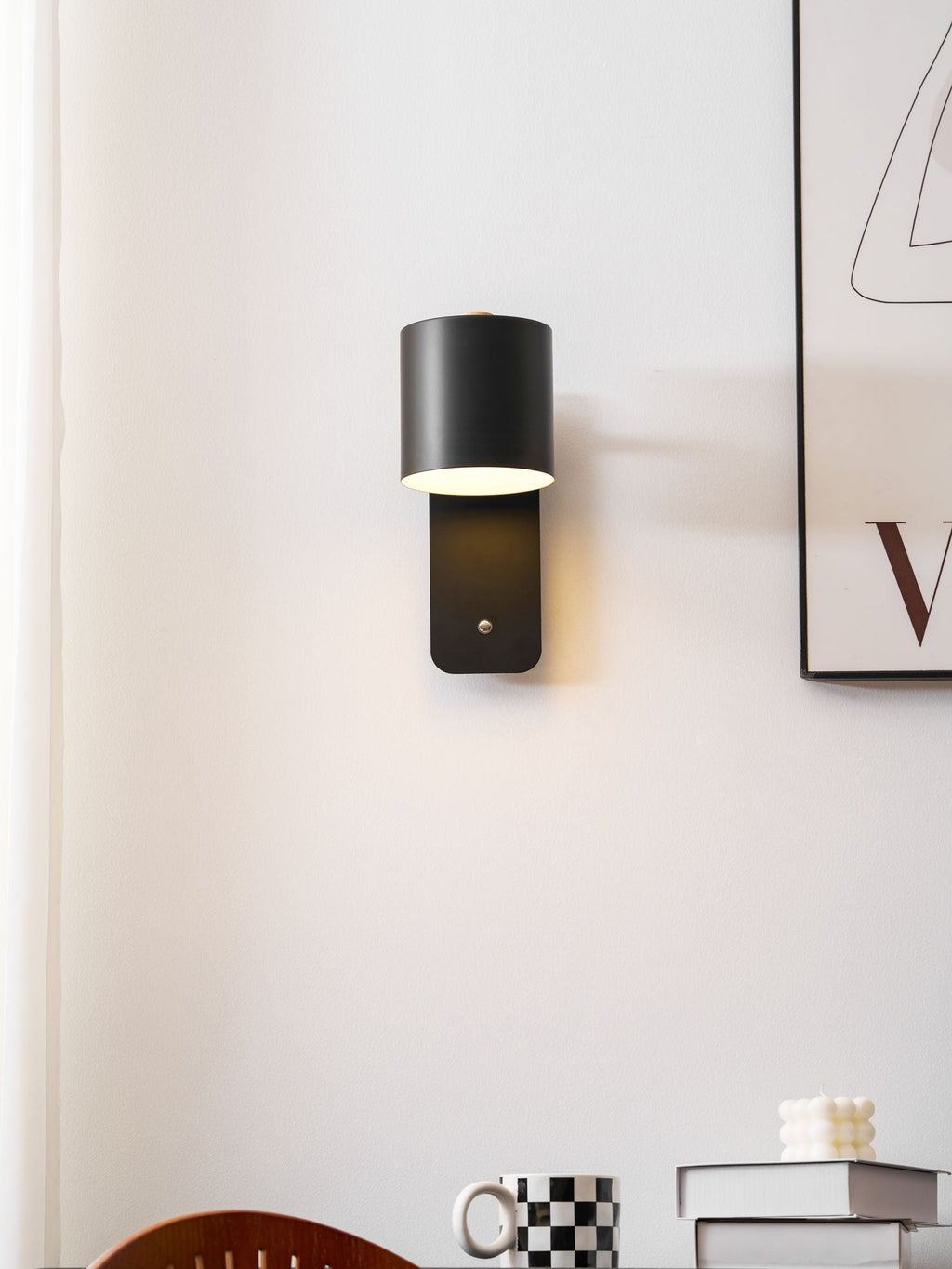 Drejelig cylindrisk væglampe — USB-C-genopladelig, 350° rotation, berøringsdæmpning