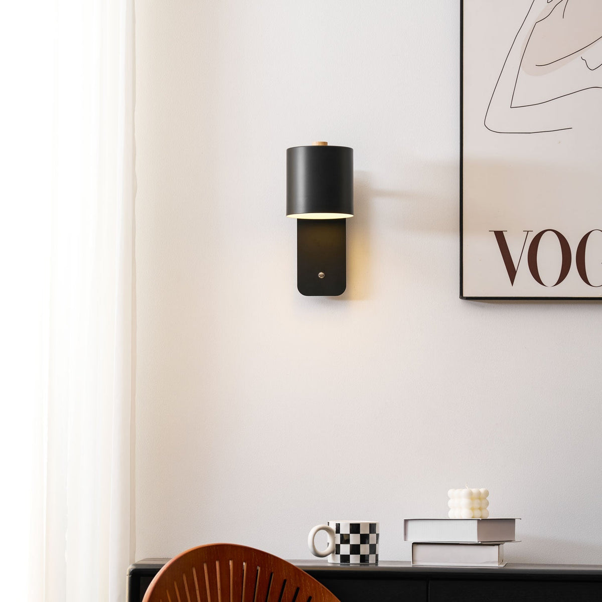 Drejelig cylindrisk væglampe — USB-C-genopladelig, 350° rotation, berøringsdæmpning