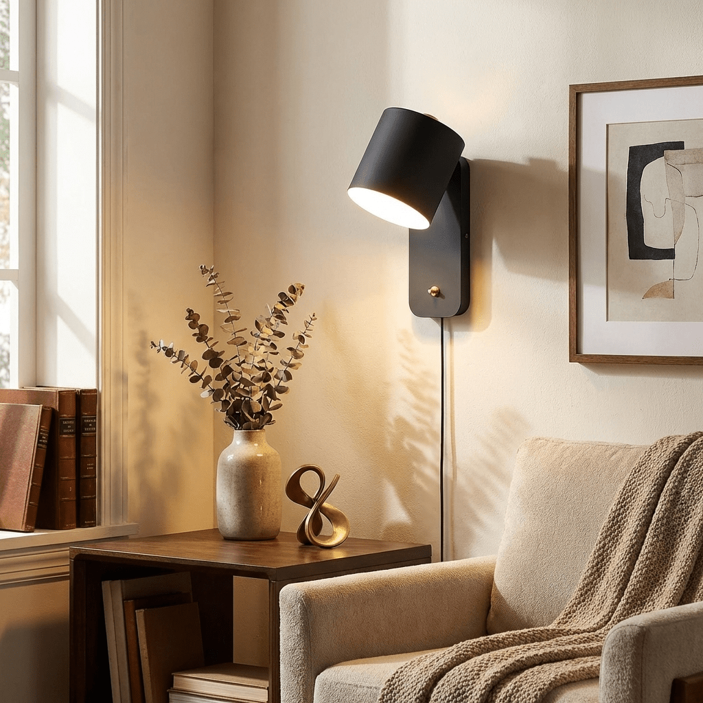 Plug In Cylinder Wall Light, Rotatable Shade