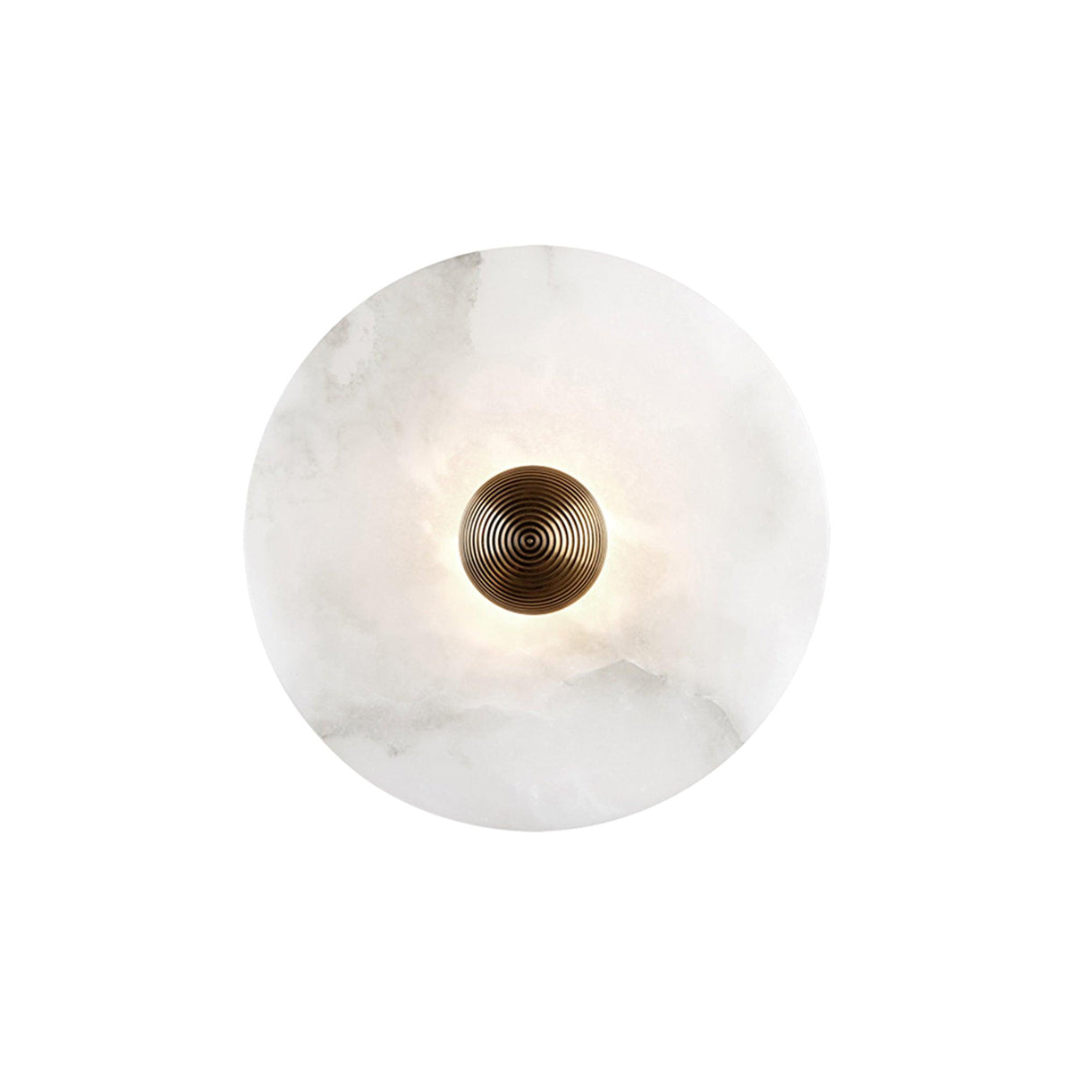 Applique murale ronde en albâtre cannelé — support en laiton, diamètre de 20 à 35 cm