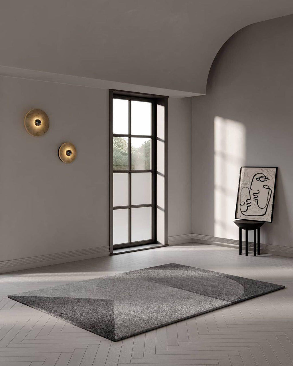 Applique murale ronde en albâtre cannelé — support en laiton, diamètre de 20 à 35 cm