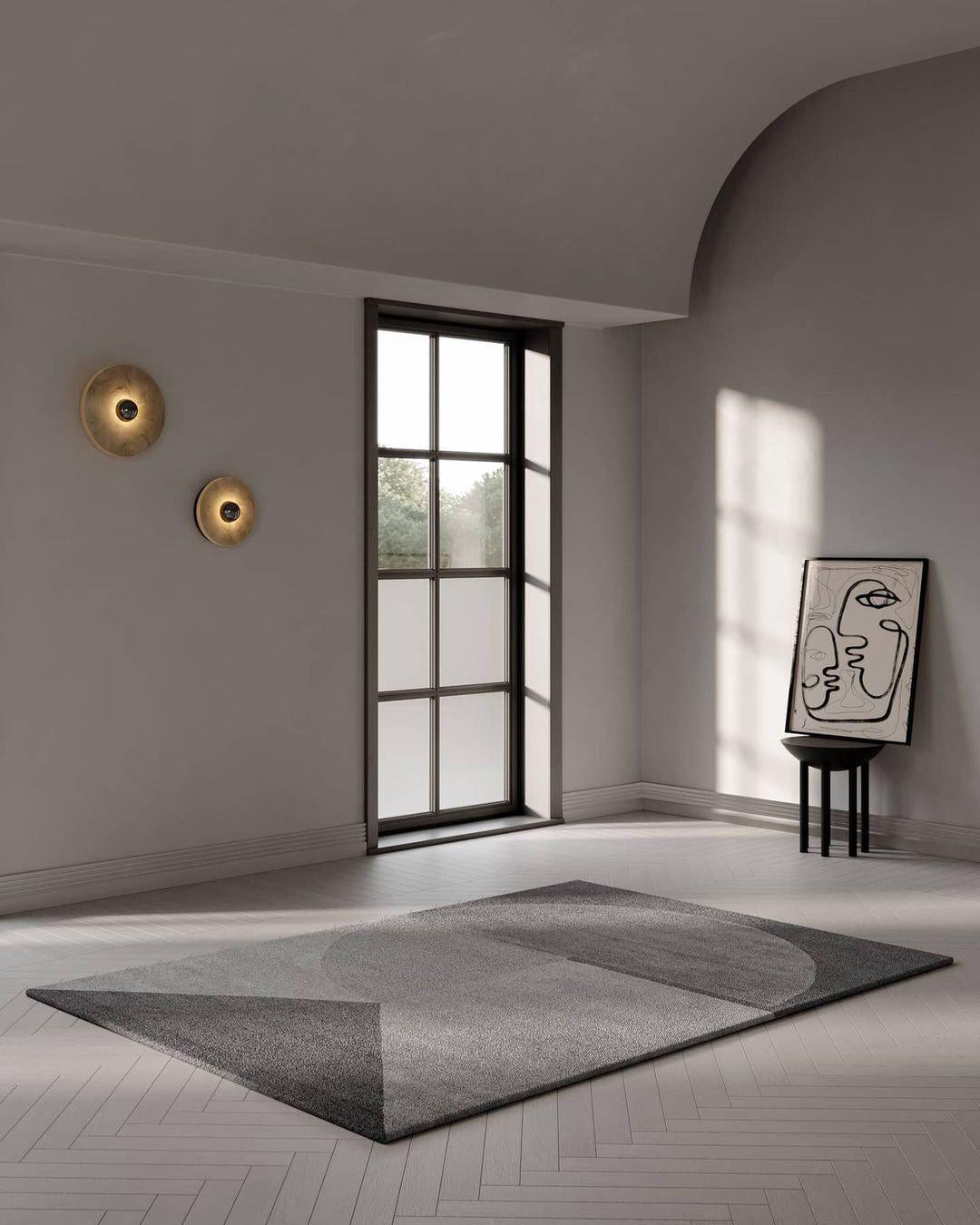 Applique murale ronde en albâtre cannelé — support en laiton, diamètre de 20 à 35 cm