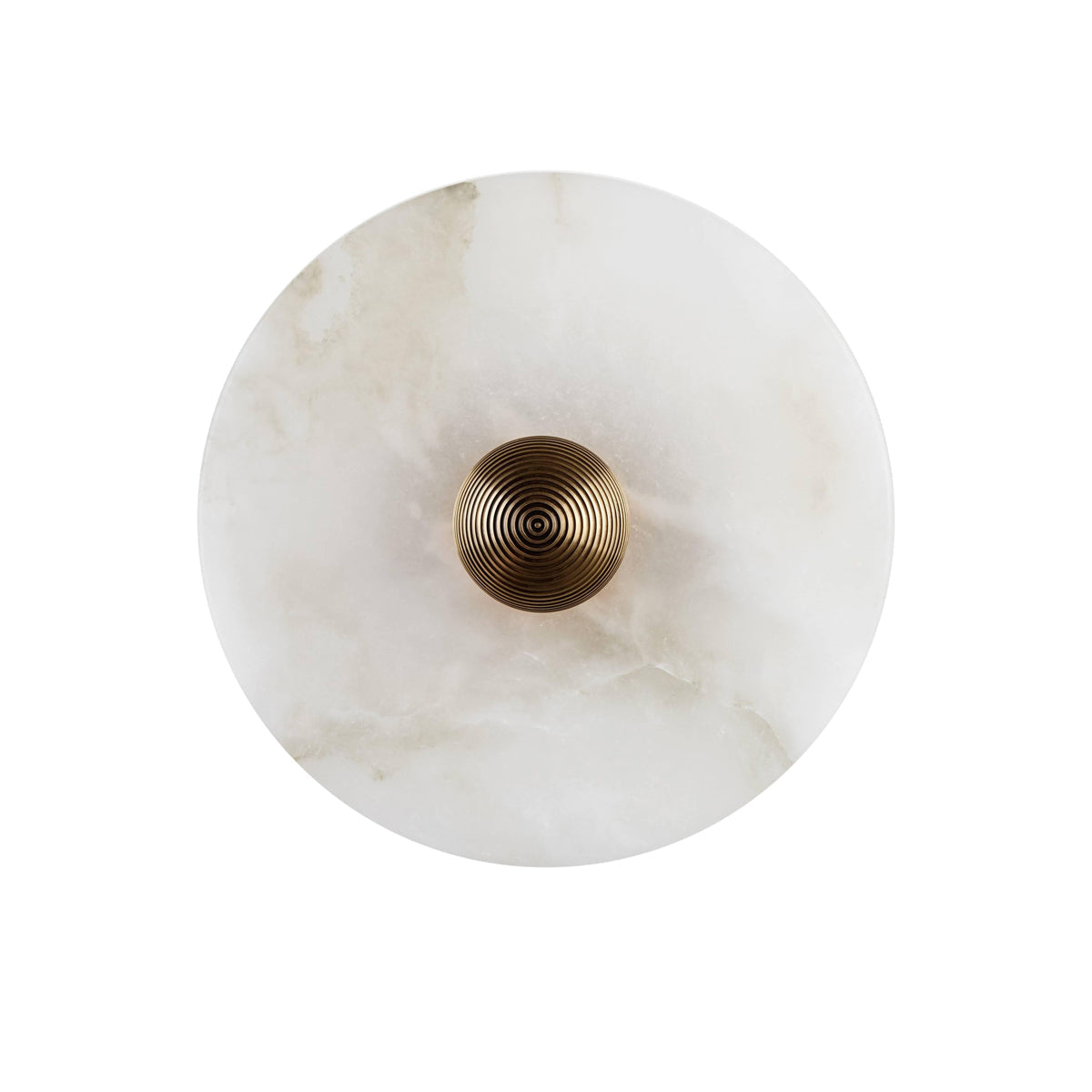 Applique murale ronde en albâtre cannelé — support en laiton, diamètre de 20 à 35 cm