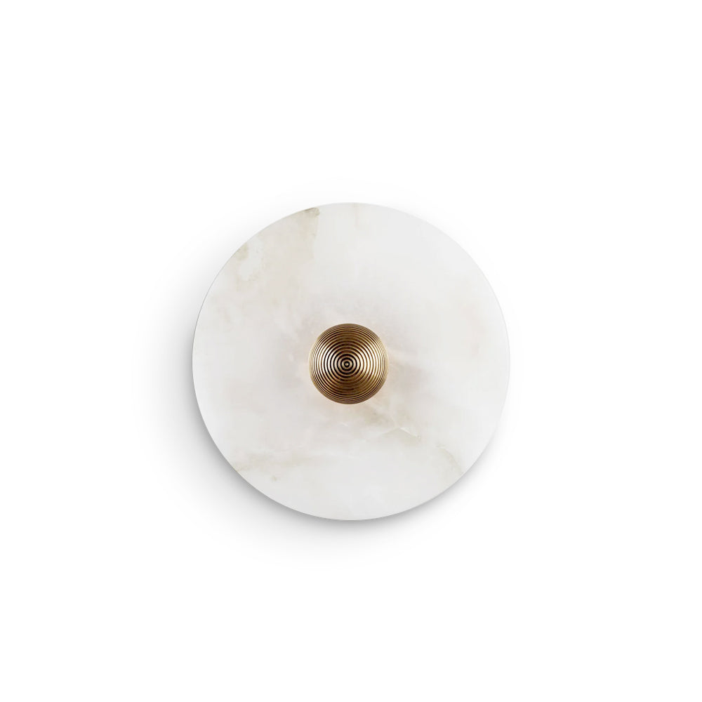 Applique murale ronde en albâtre cannelé — support en laiton, diamètre de 20 à 35 cm