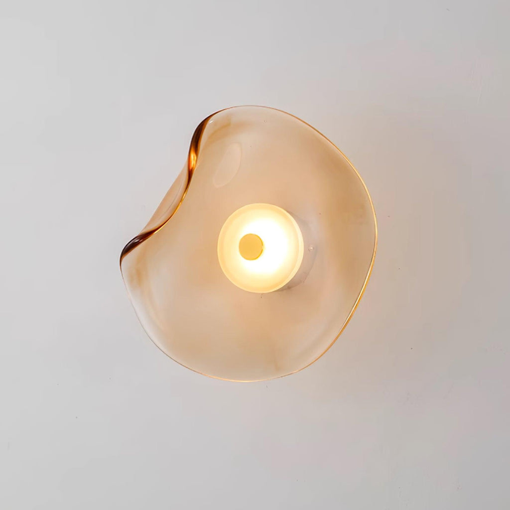 Lámpara de pared de vidrio ámbar Lunara — Diámetro de 25cm, LED integrado, apta para lugares húmedos