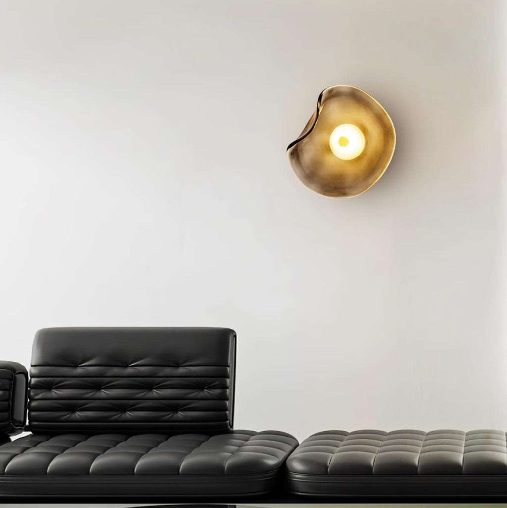 Lámpara de pared de vidrio ámbar Lunara — Diámetro de 25cm, LED integrado, apta para lugares húmedos
