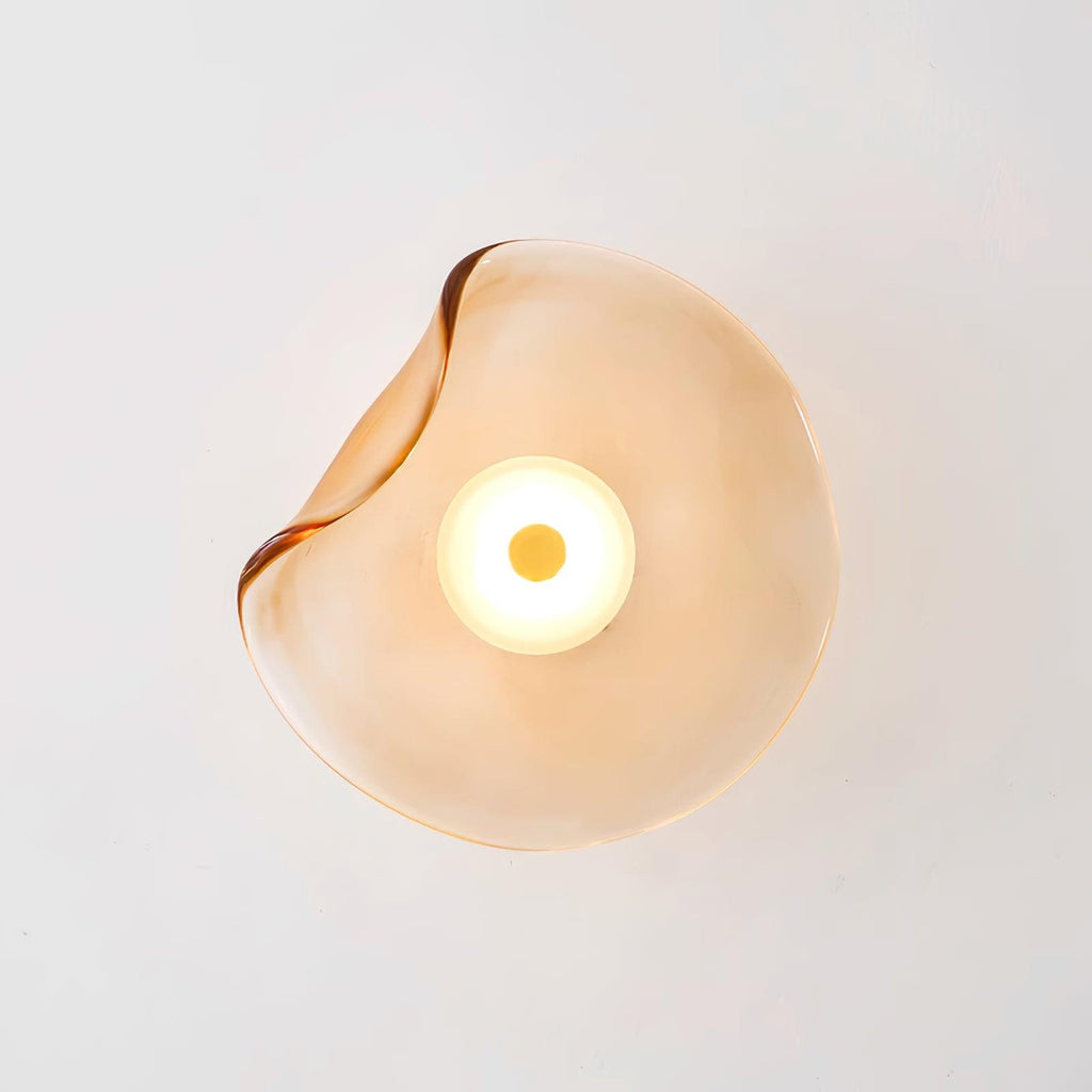 Lámpara de pared de vidrio ámbar Lunara — Diámetro de 25cm, LED integrado, apta para lugares húmedos