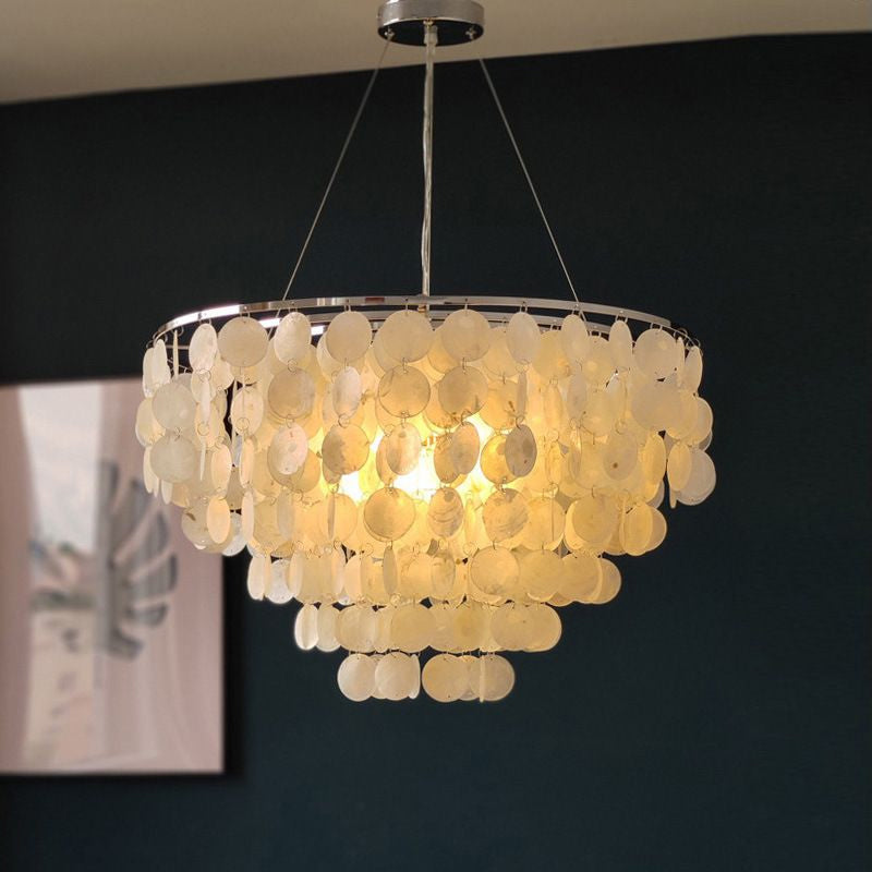 Kulatý lustr s více úrovněmi a skořepinami — design z průsvitných disků