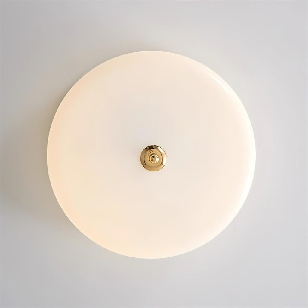 Minimalist Double-Layer Glass Disc Ceiling Light — Walnut Wood, Integrated LED