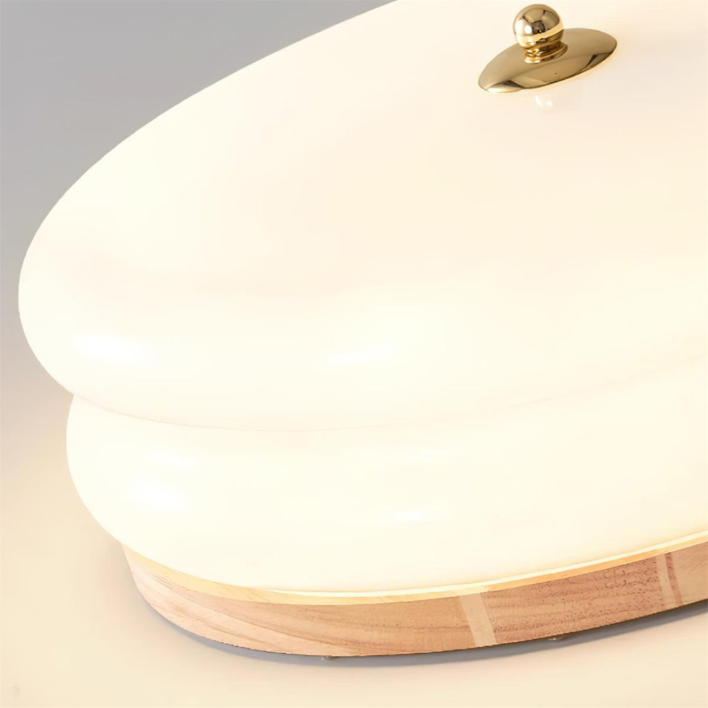 Minimalist Double-Layer Glass Disc Ceiling Light — Walnut Wood, Integrated LED